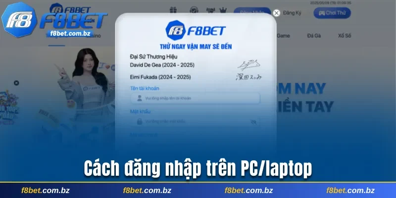 Cách đăng nhập trên PC/laptop