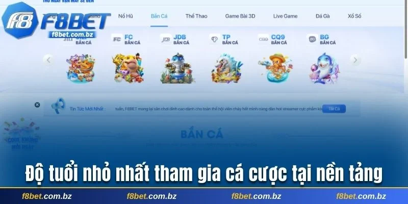 Độ tuổi nhỏ nhất được tham gia cá cược tại nền tảng