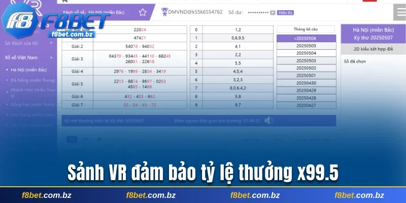 Sảnh VR đảm bảo tỷ lệ thưởng x99.5