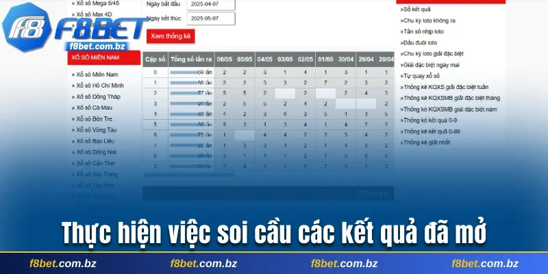 Thực hiện việc soi cầu các kết quả đã mở