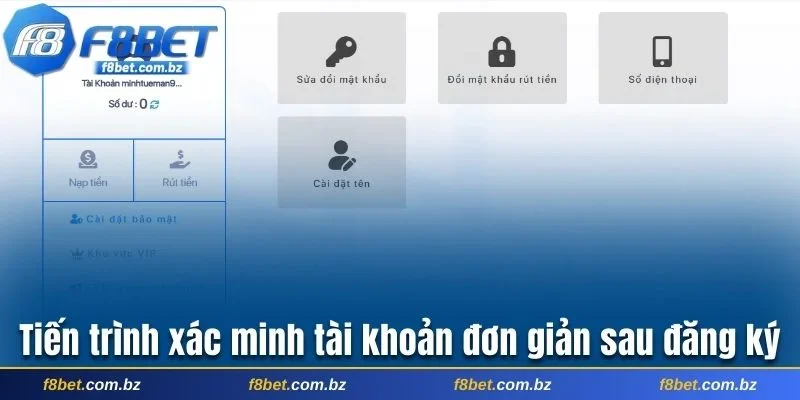 Tiến trình xác minh tài khoản đơn giản sau đăng ký